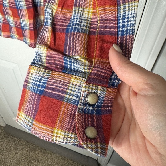 LUCKY BRAND Mens Western Plaid Classic Fit Pearl Snap Button Down Shirt Size L - Picture 9 of 9